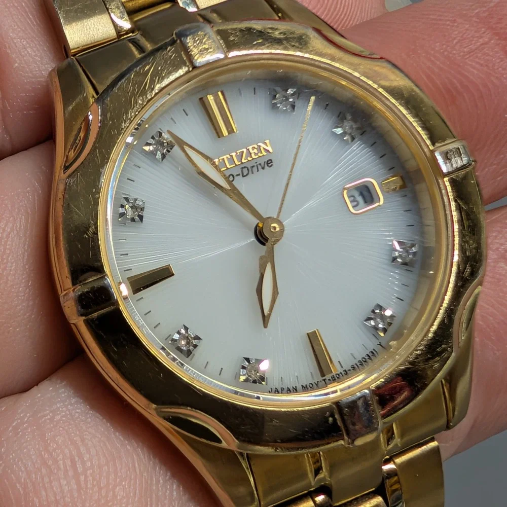 Citizen Silhouette Sport Eco-Drive Diamond Gold-Tone Watch E013-S090300 7.25